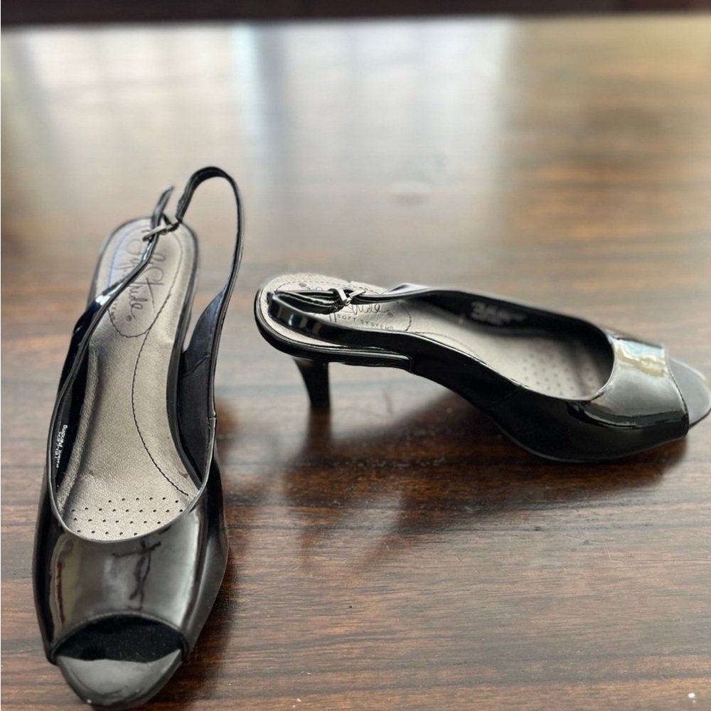 Life Stride Black Patent Slingback Heels
